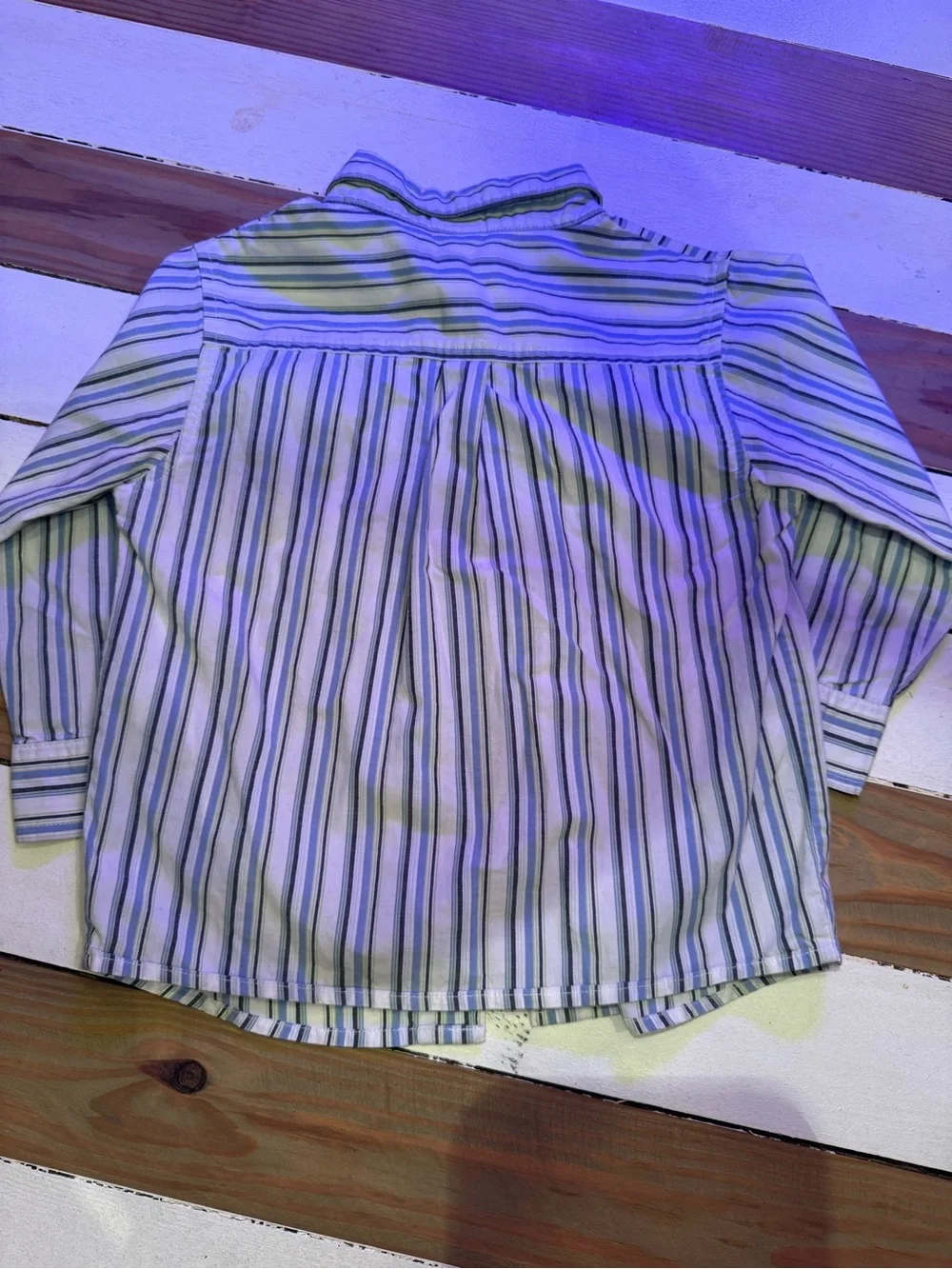 Vintage 2007 Gymboree Boys Button-Down Stripe Shirt - Light Blue & Green